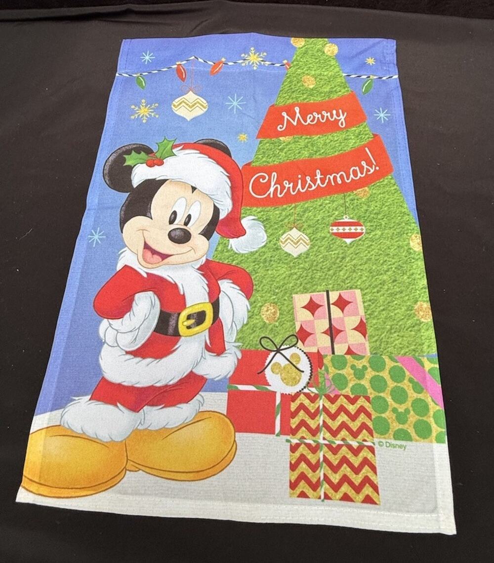 NEW Disney Mickey Santa Merry Christmas HolidayGarden Flag -LO29